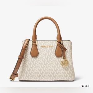 MICHAEL KORS CAMILLE SMALL SATCHEL — VANILLA/ACORN